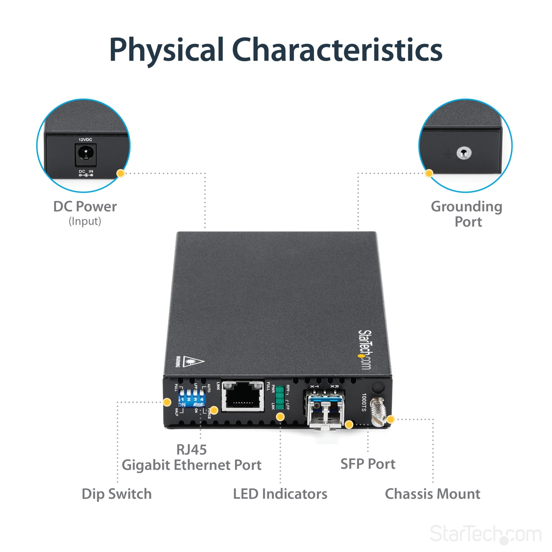 Convertidor de Medios StarTech.com StarTech Gigabit Ethernet Copper-to-Fiber Media Converter - vista 5