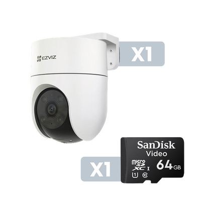 Cámara IP PT Exterior 2 Megapíxel EZVIZ CSH8C2MPKIT 64 GB