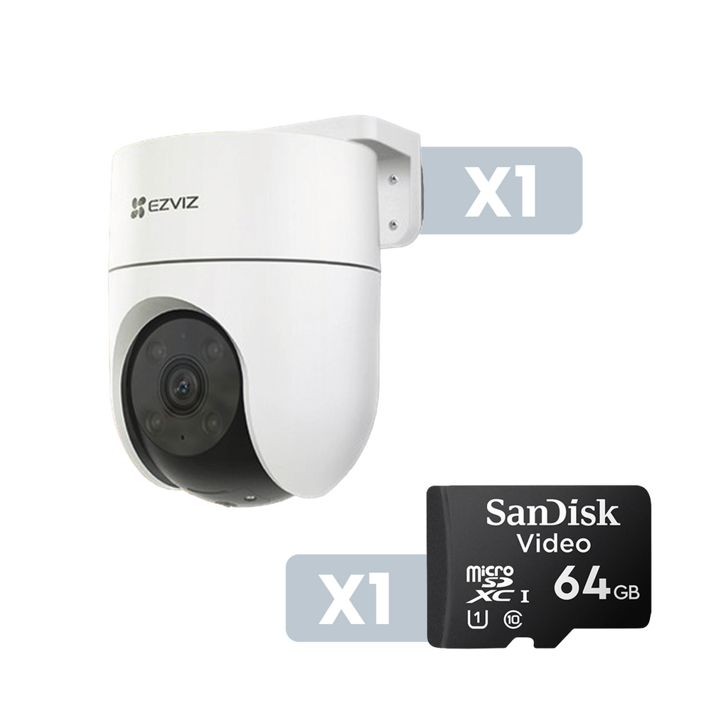 Cámara IP PT Exterior 2 Megapíxel EZVIZ CSH8C2MPKIT 64 GB