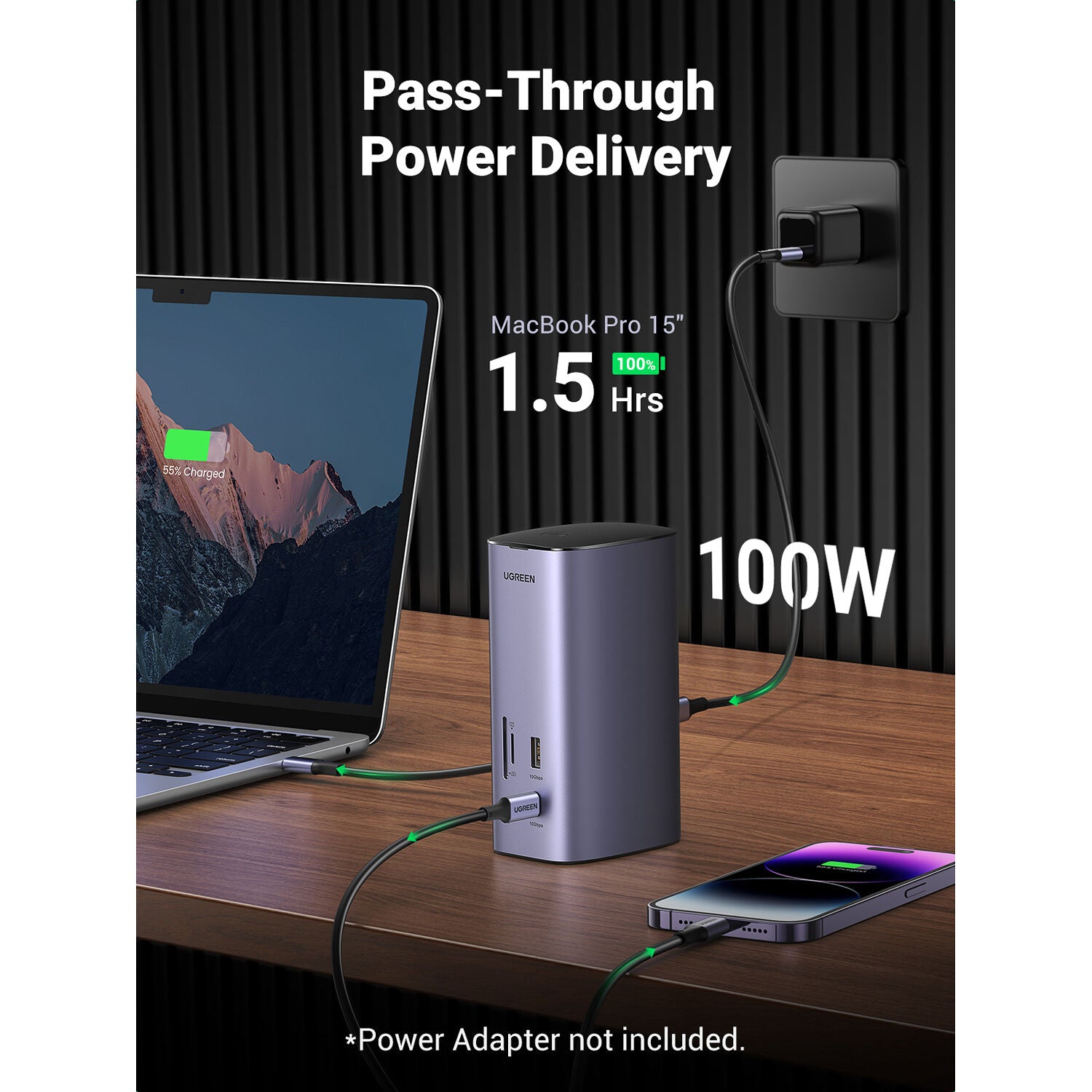 Docking Station UGREEN 12 en 1 Triple Pantalla 8K con Ethernet - en uso