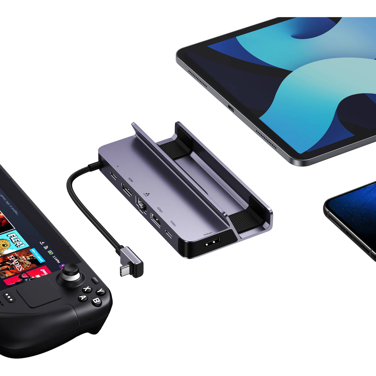 Docking Station UGREEN 6 en 1 para Steam Deck con HDMI 4K 60Hz - puertos y conexiones