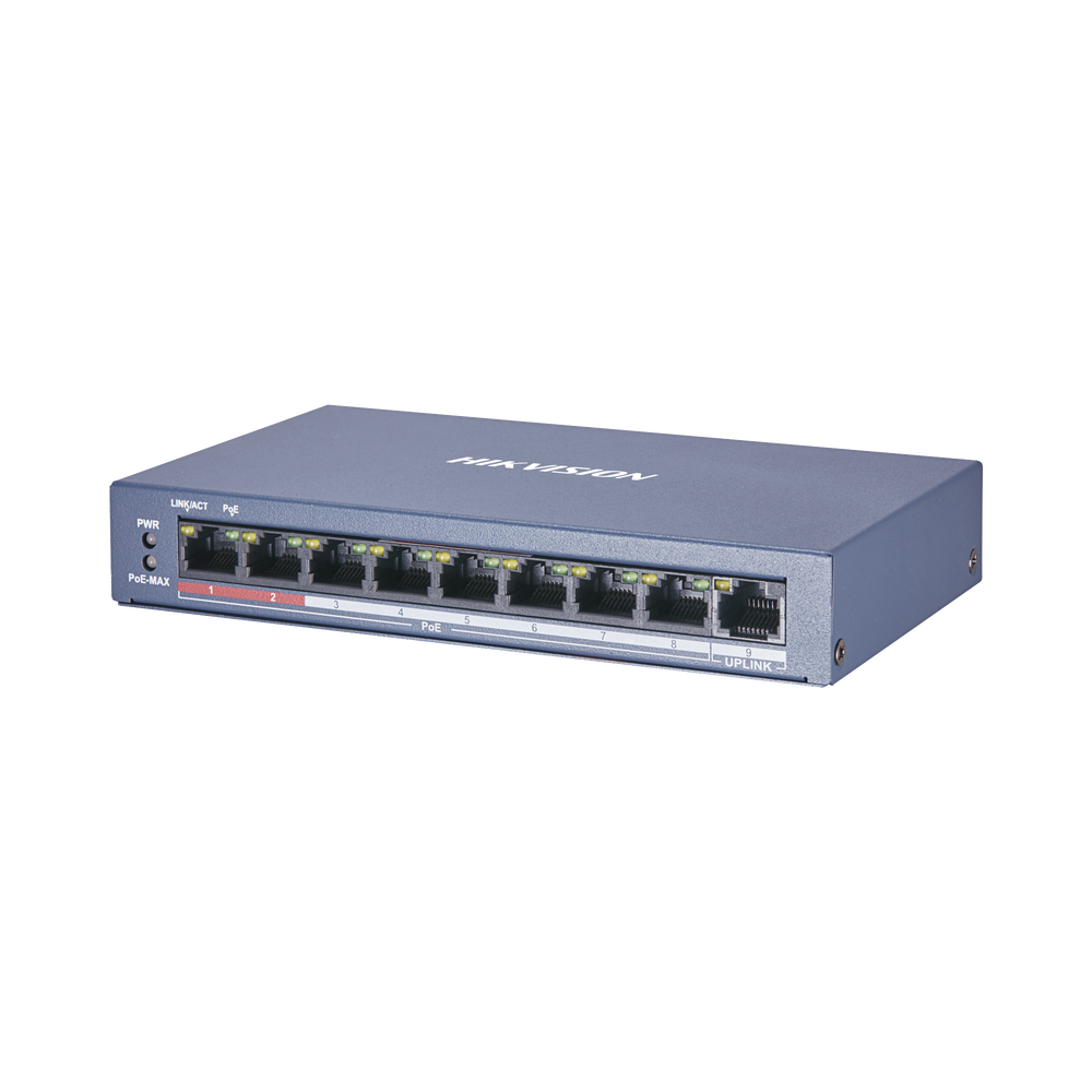 Switch PoE+ Hikvision DS-3E0109P-E/M(B) 250 m