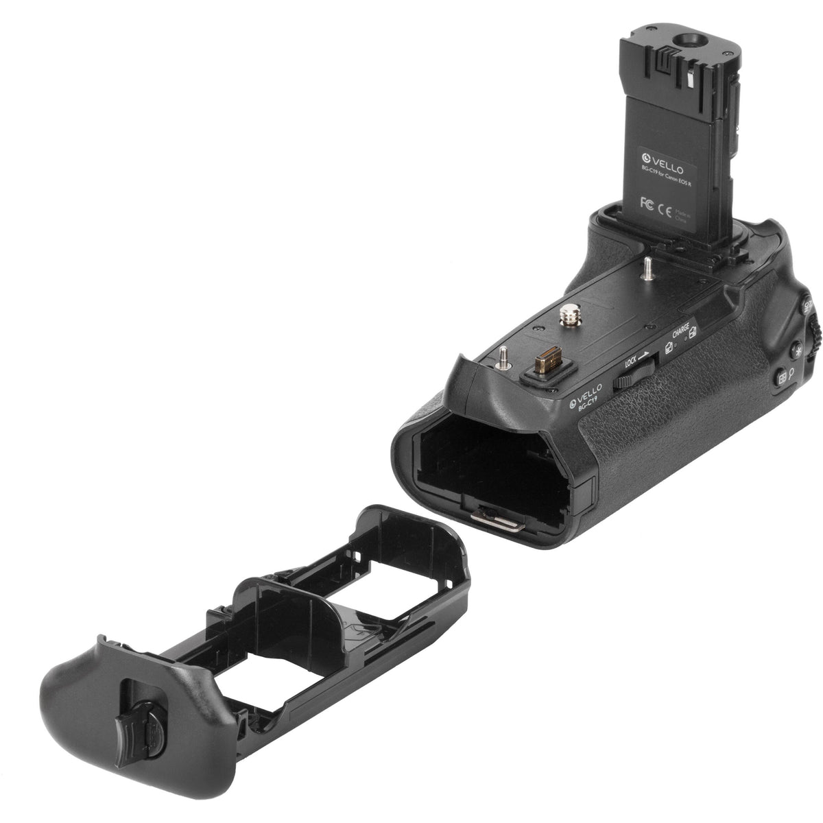 Empuñadura Vello BG-C19 para Canon EOS R - puertos y conexiones