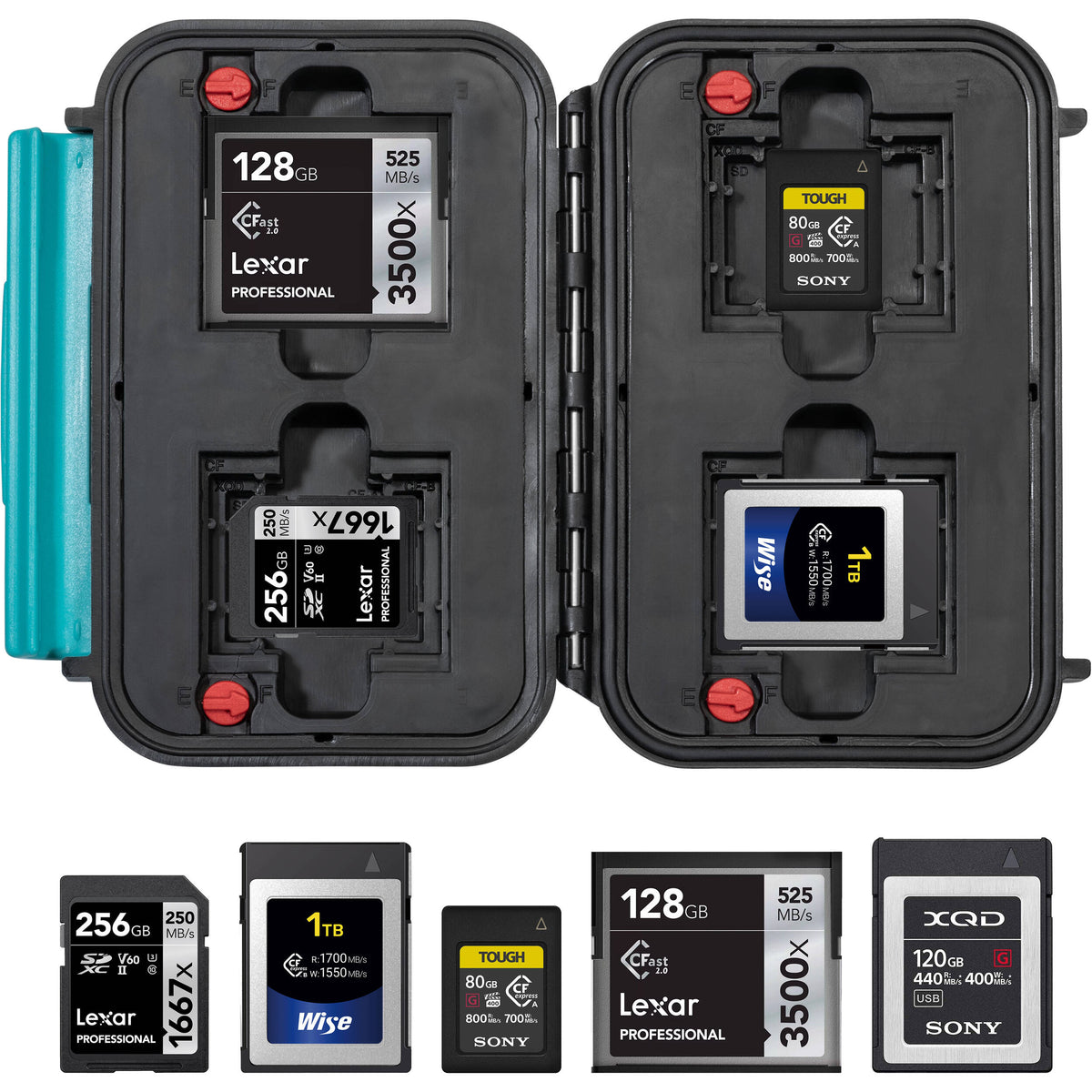 Estuche para Tarjetas HPRC 1300 Hard Case con Memory (Negro) - vista lateral