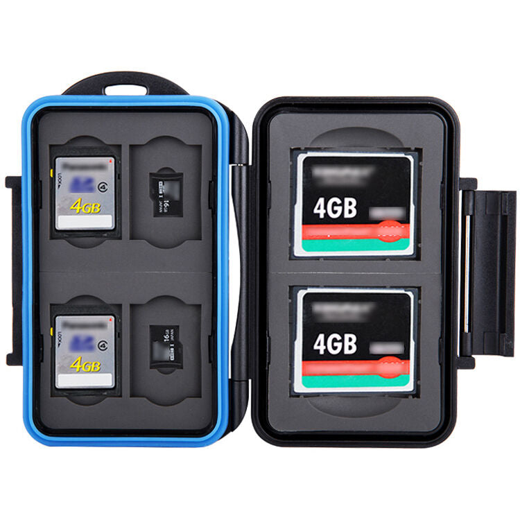 Estuche para Tarjetas JJC para 2 CF, 4 SD & 4 microSD - en uso