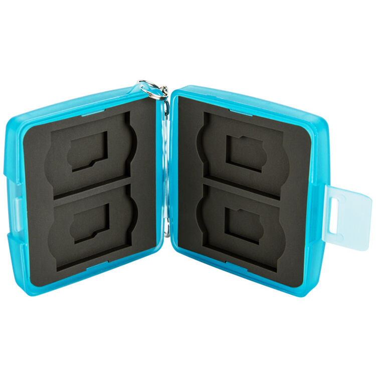 Estuche para Tarjetas JJC para 4 SD y 4 microSD (Azul) - contenido de la caja