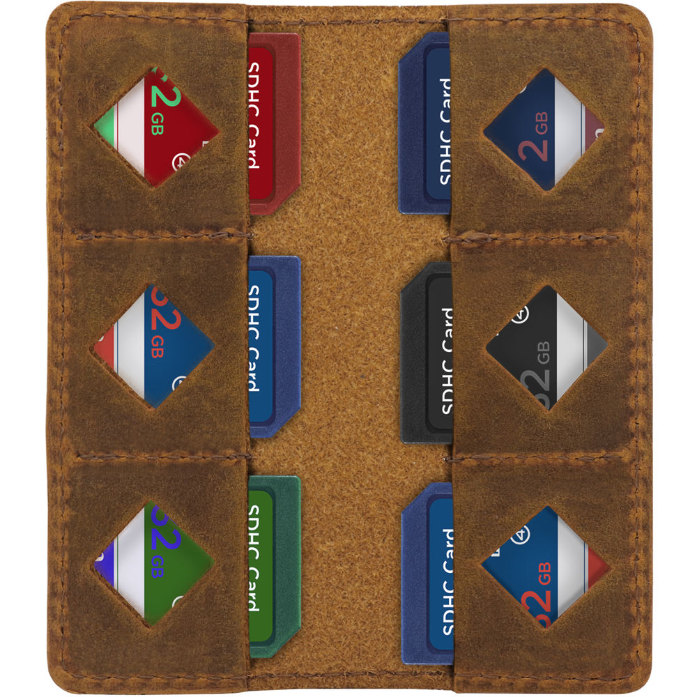 Estuche para Tarjetas MegaGear Leather SD (Camel) - vista frontal