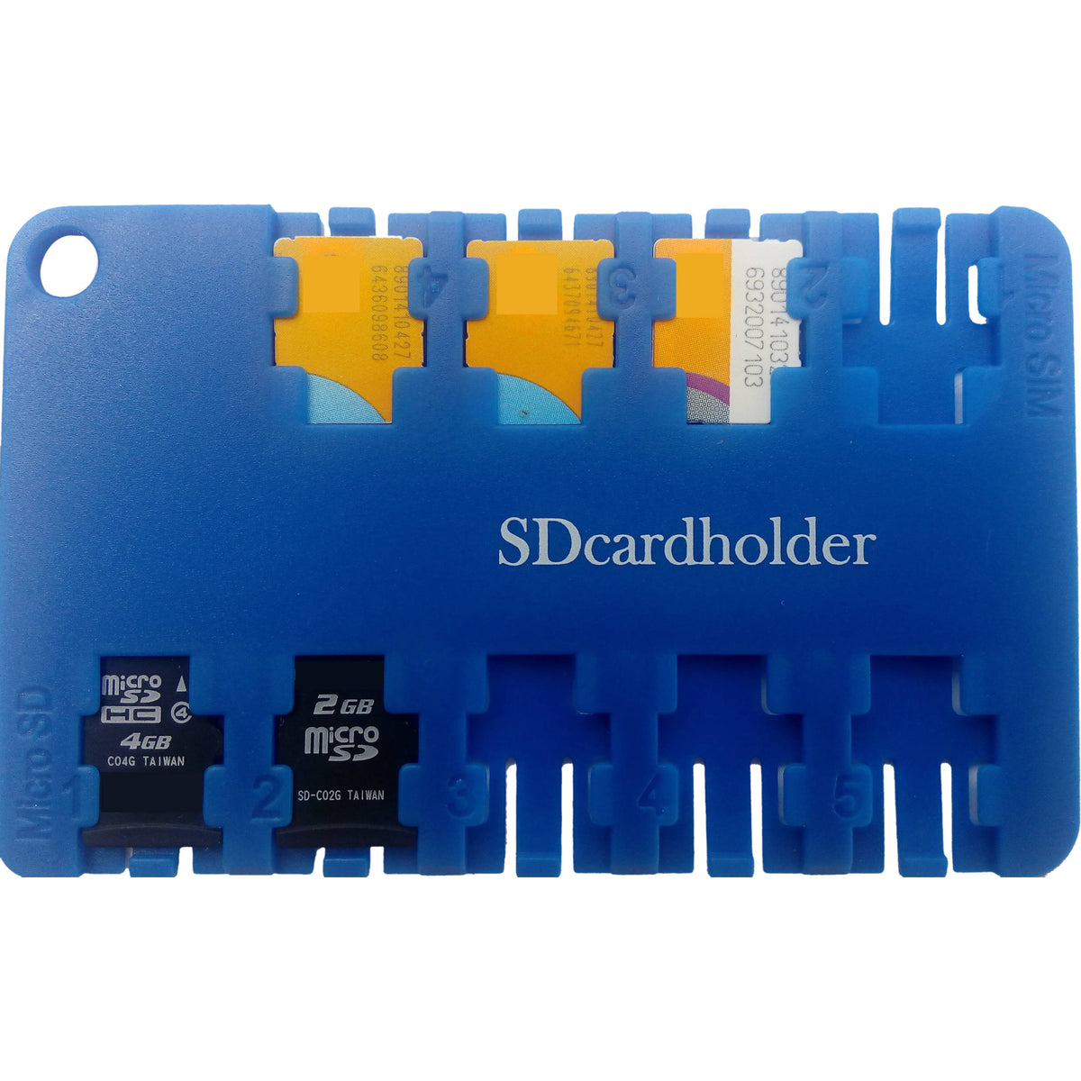 Estuche para Tarjetas SD Card Holder Micro SIM & Micro SD (Azul) - vista frontal