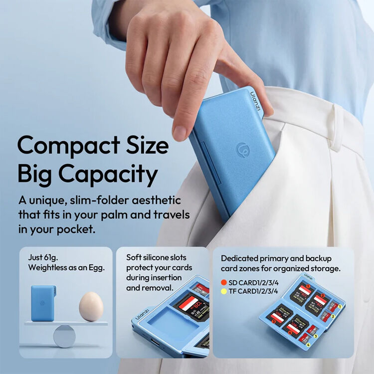 Estuche para Tarjetas Ulanzi DC01 2-in-1 Portable (Azul) - vista trasera