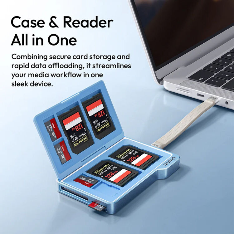Estuche para Tarjetas Ulanzi DC01 2-in-1 Portable (Azul) - vista lateral