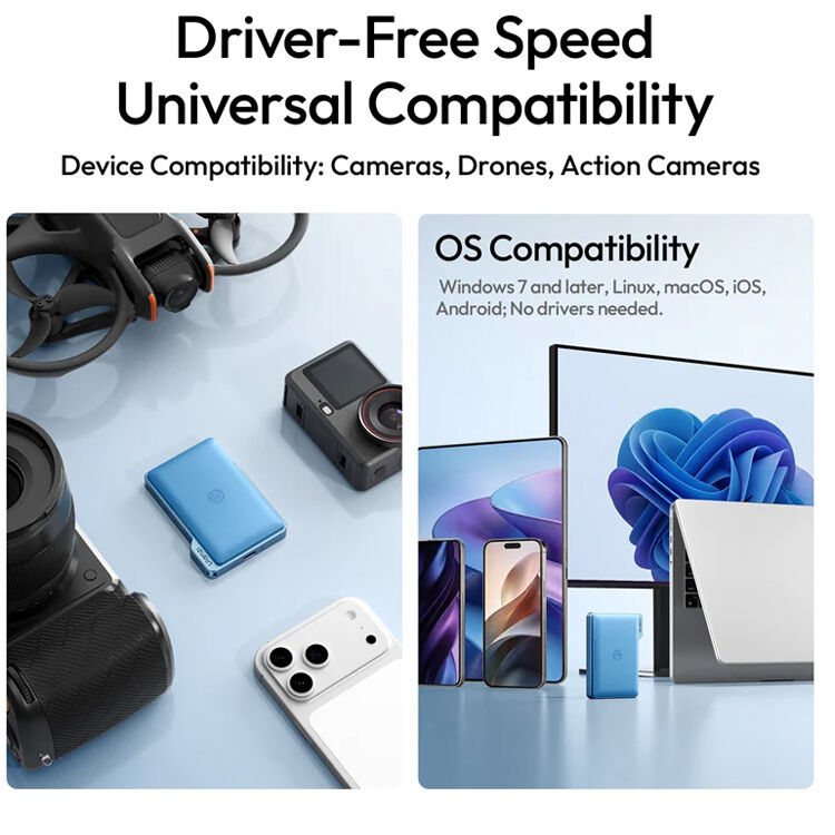 Estuche para Tarjetas Ulanzi DC01 2-in-1 Portable (Azul) - puertos y conexiones
