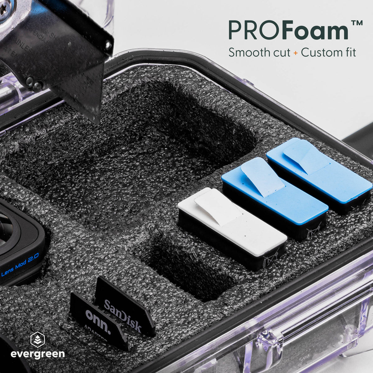 Estuche Rígido Evergreen Cases Tech con PROfoam inserto (Clear, Chico) - en uso