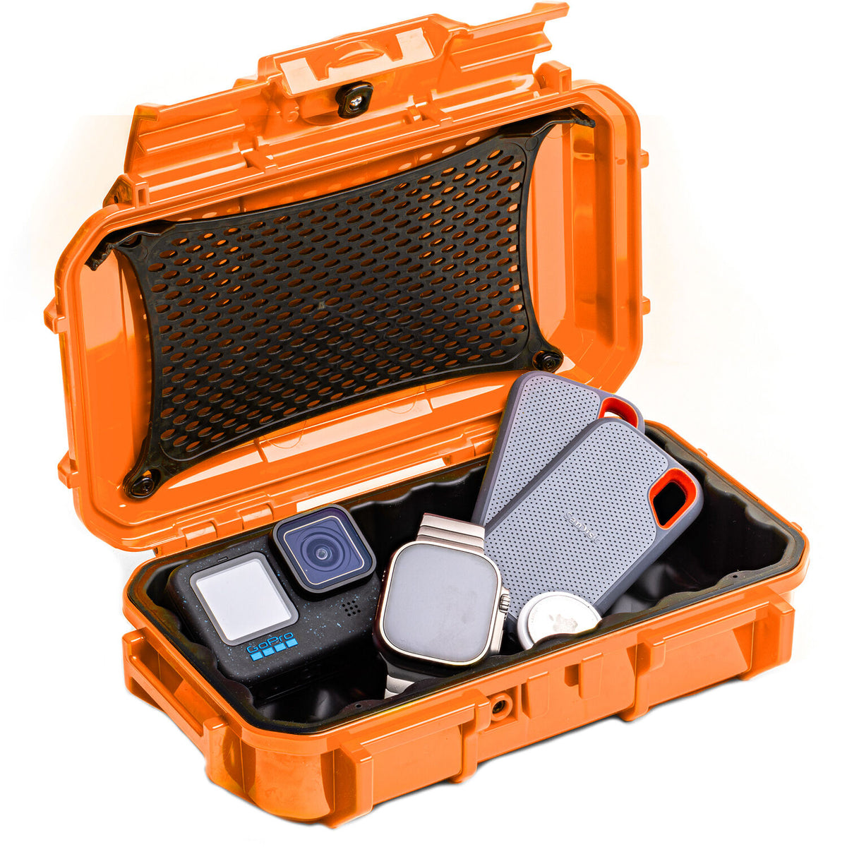 Estuche Rígido Evergreen Cases Tech con Rubber Liner (Naranja, Mediano) - vista principal