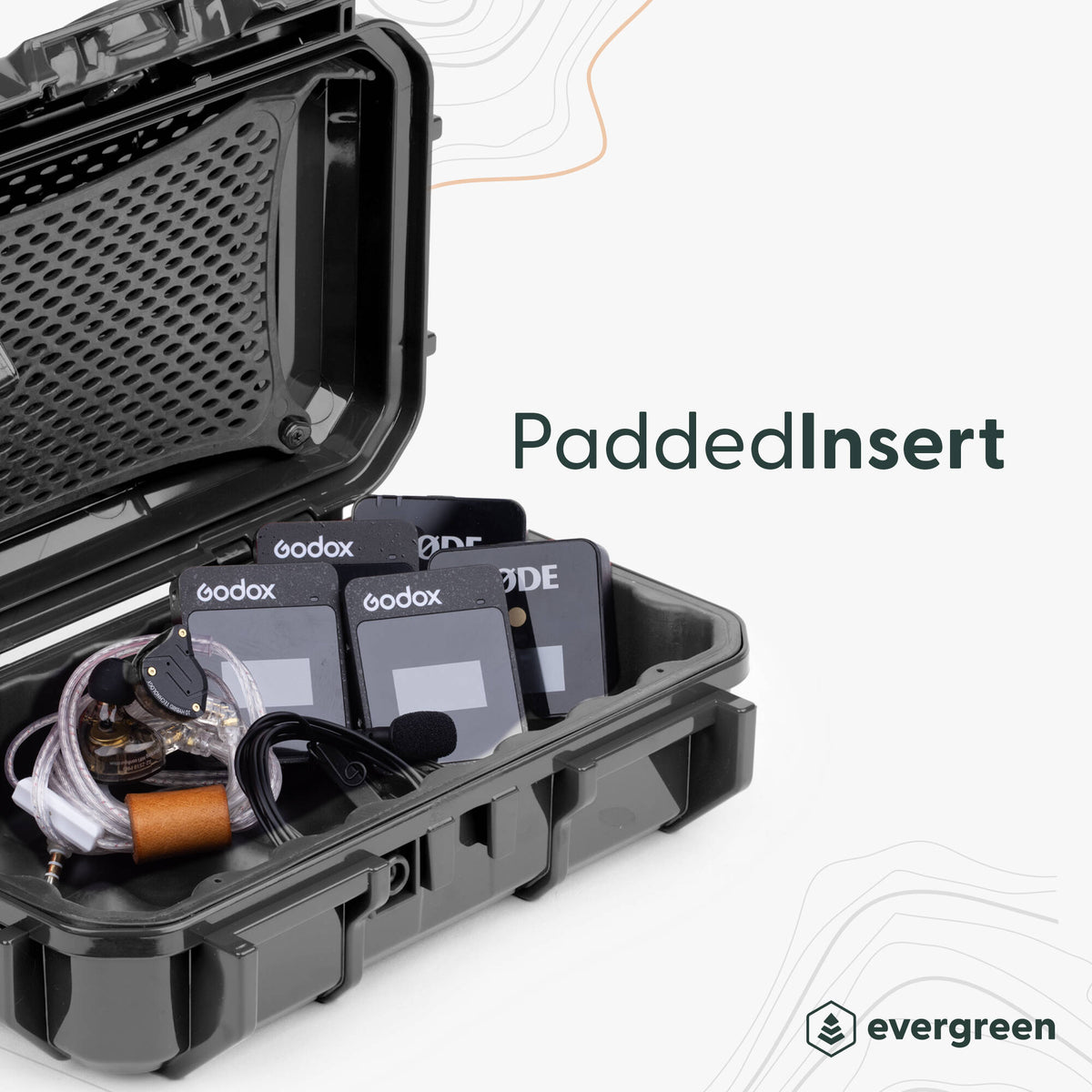 Estuche Rígido Evergreen Cases Tech con Rubber Liner (Naranja, Mediano) - detalle