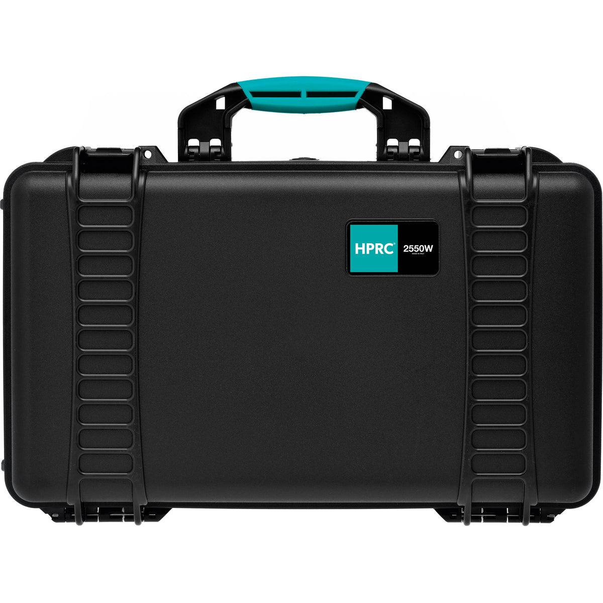 Estuche Rígido HPRC 2550 con ruedas con Second Skin inserto & divisores (Negro con Azul Handle) - vista frontal