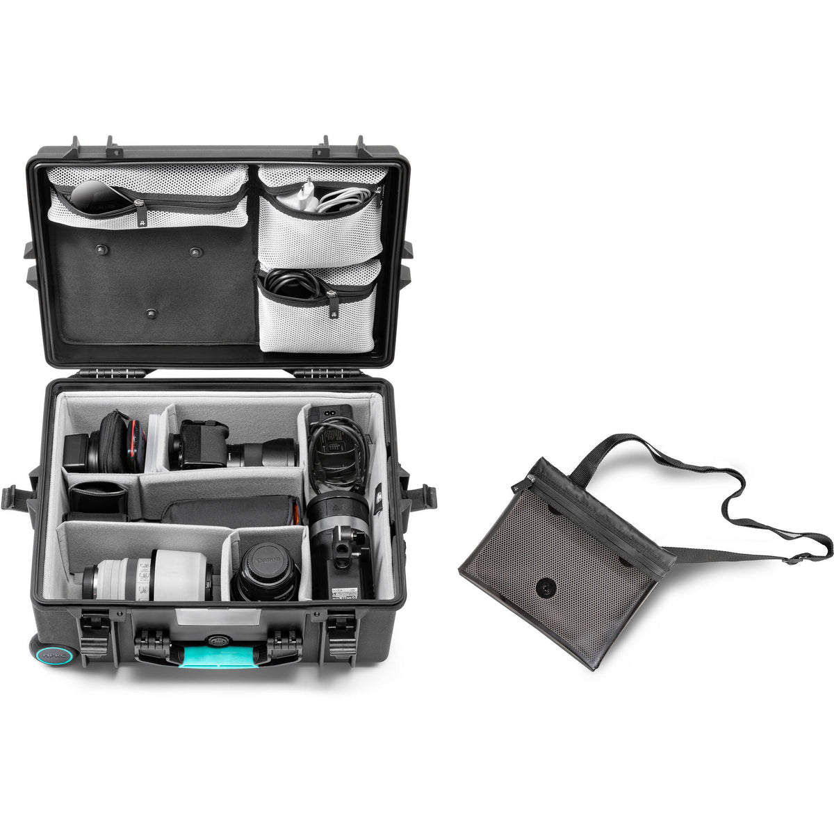 Estuche Rígido HPRC 2600W con ruedas con organizador en la tapa & Second Skin divisores - vista trasera