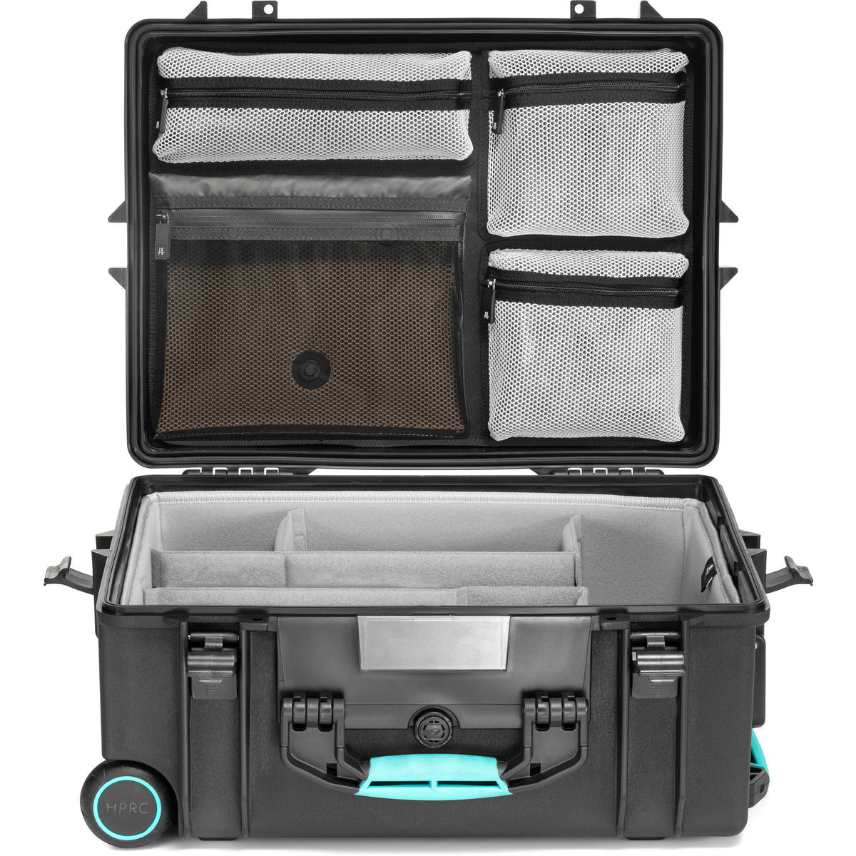 Estuche Rígido HPRC 2700 con ruedas con organizador en la tapa & Second Skin divisores - vista trasera