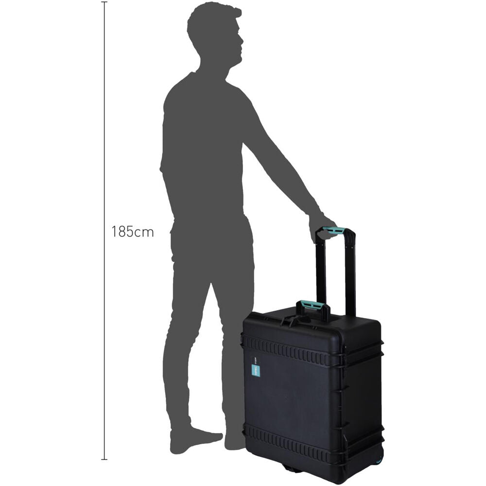 Estuche Rígido HPRC 2730 con ruedas (Negro con Azul Handle) (sin interior) - vista lateral