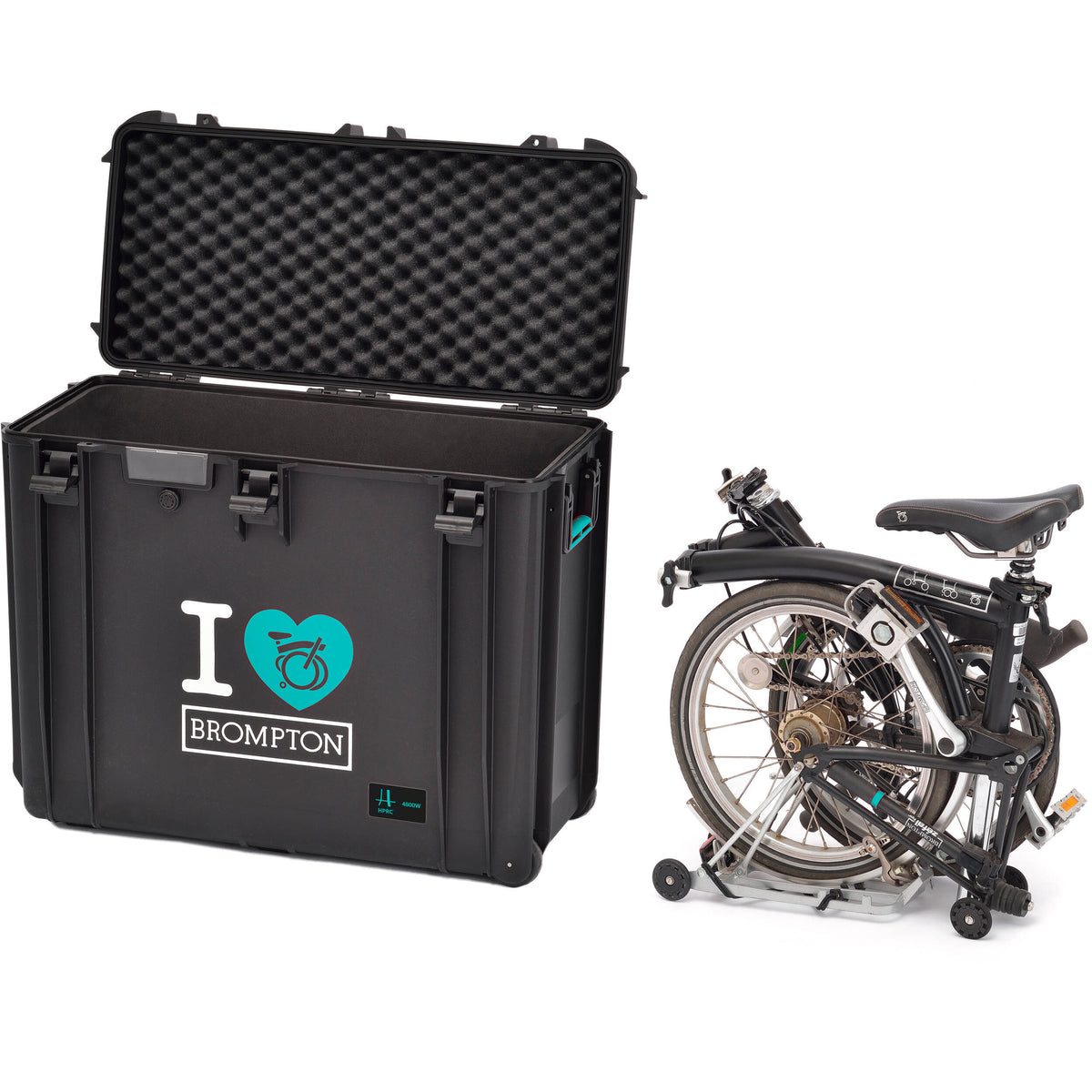 Estuche Rígido HPRC 4800 con ruedas con espuma para Brompton Folding Bike (Negro) - puertos y conexiones