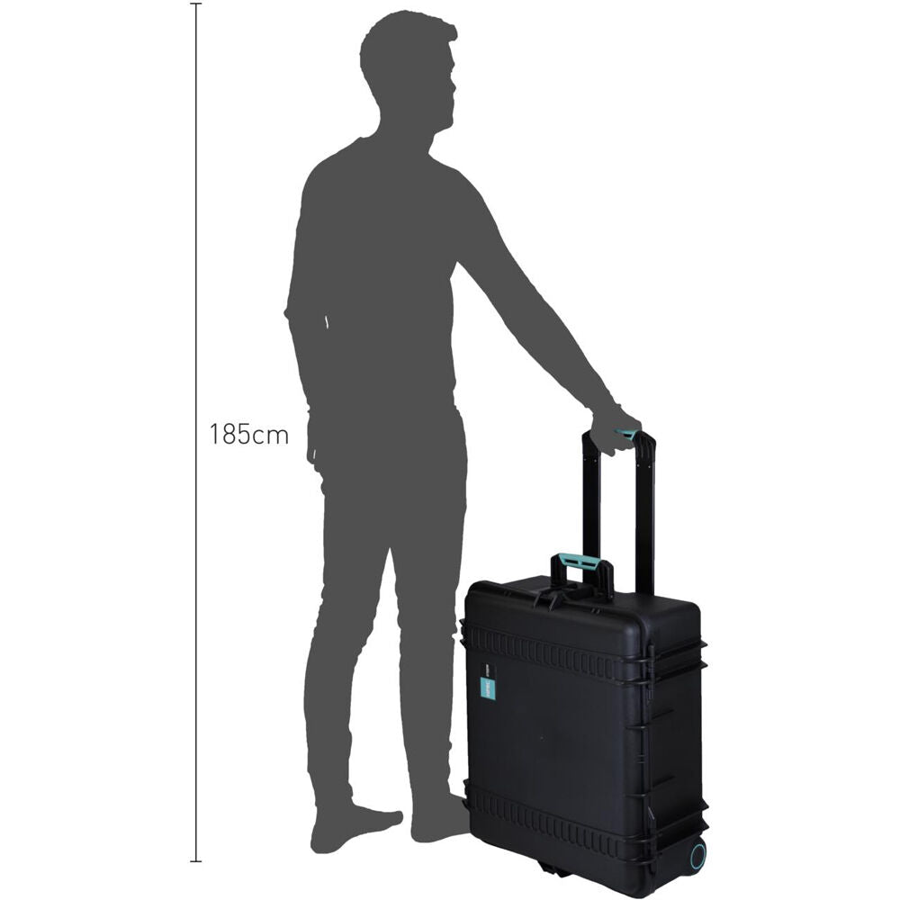 Estuche Rígido HPRC con ruedas 2700 (Negro con Azul Handle) (con espuma) - puertos y conexiones