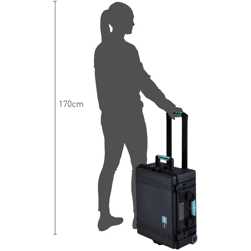 Estuche Rígido HPRC resistente al agua con Interior Nylon Bag y Built-In Wheels (Azul) - vista trasera