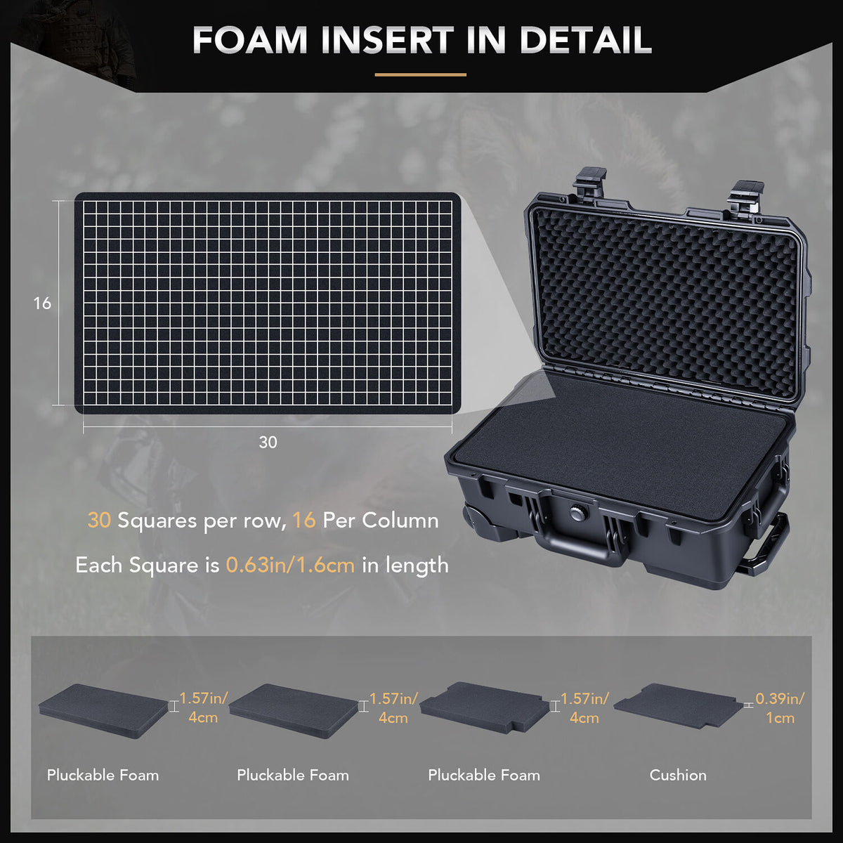 Estuche Rígido Lykus HC-5120 Waterproof con Interior espuma (26.7L) - en uso
