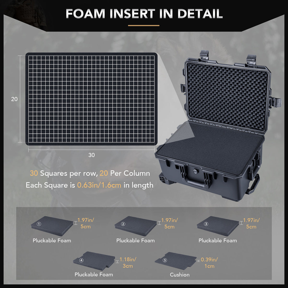 Estuche Rígido Lykus HC-5220 estanco con interior con espuma (44.9L) - en uso