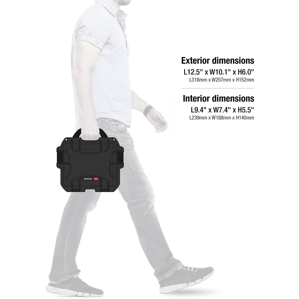 Estuche Rígido Nanuk 905 con divisores acolchados (Negro) - contenido de la caja