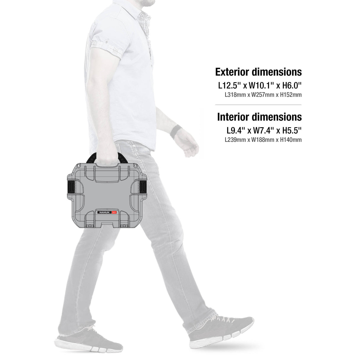 Estuche Rígido Nanuk 905 con espuma (Plateado) - contenido de la caja