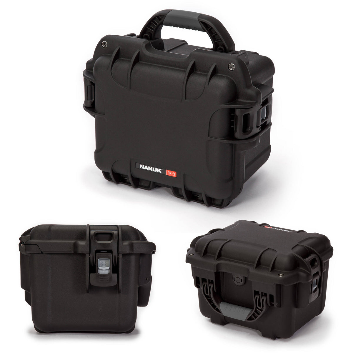 Estuche Rígido Nanuk 908 con inserto de espuma (Negro, 8.8L) - vista trasera