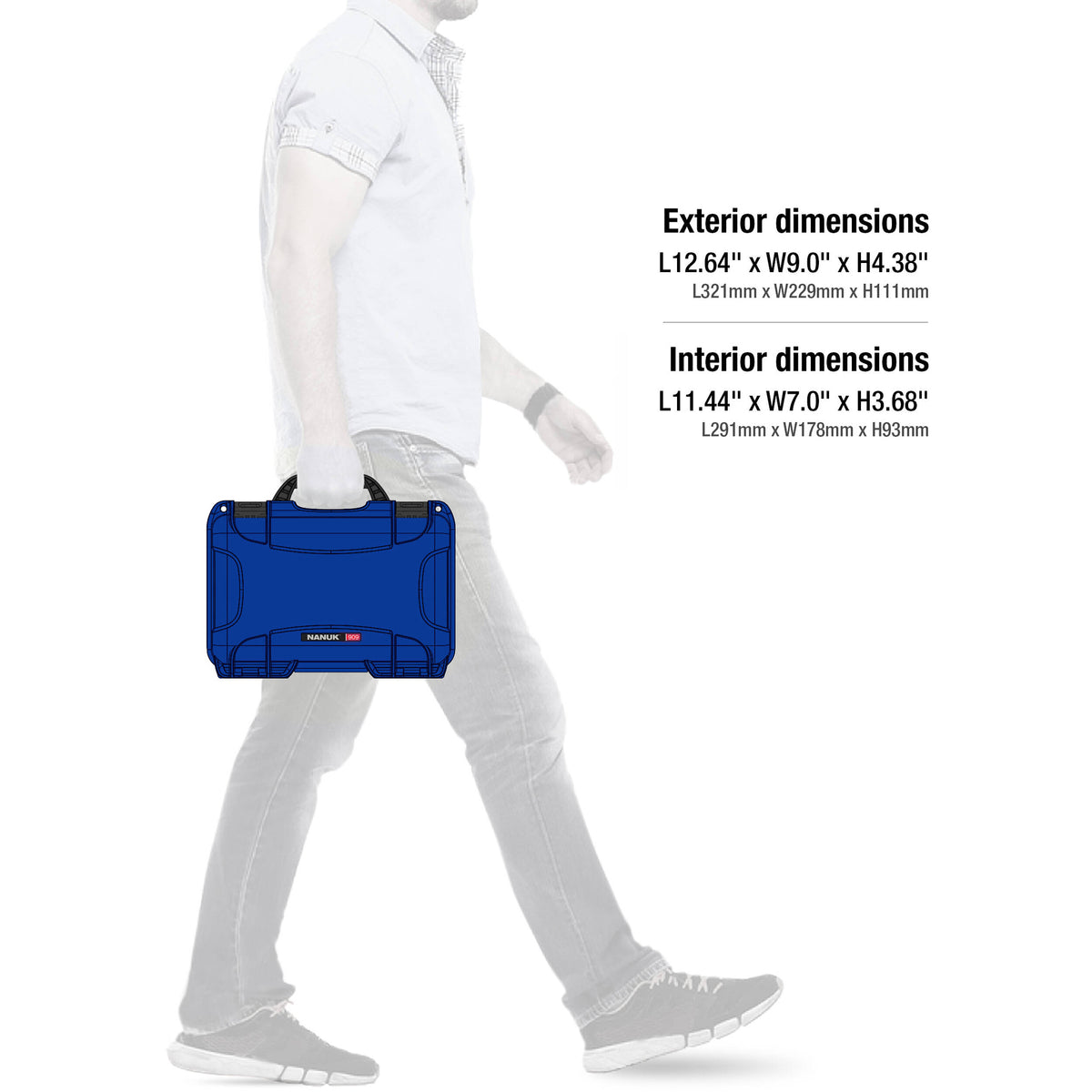 Estuche Rígido Nanuk 909 con espuma (Azul, 4.8L) - contenido de la caja