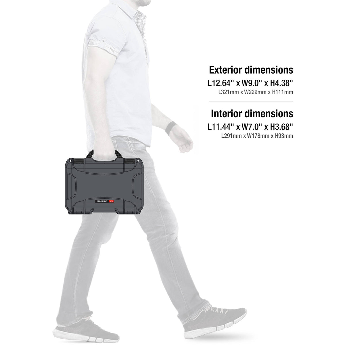 Estuche Rígido Nanuk 909 con espuma (Graphite, 4.8L) - contenido de la caja