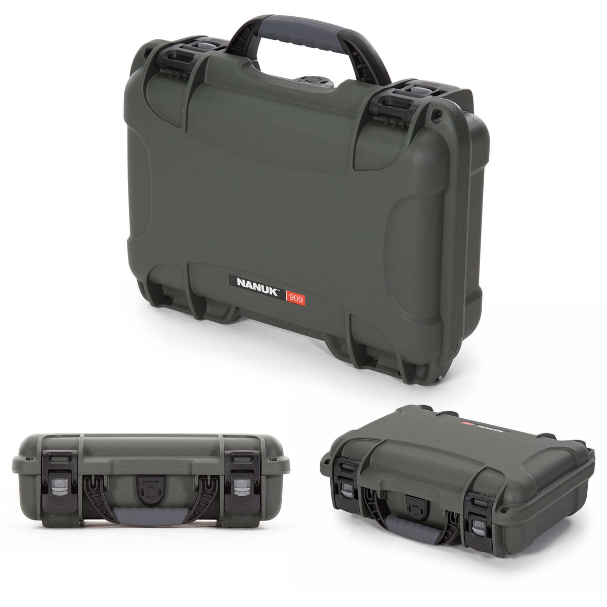 Estuche Rígido Nanuk 909 con espuma (Verde oliva, 4.8L) - vista trasera