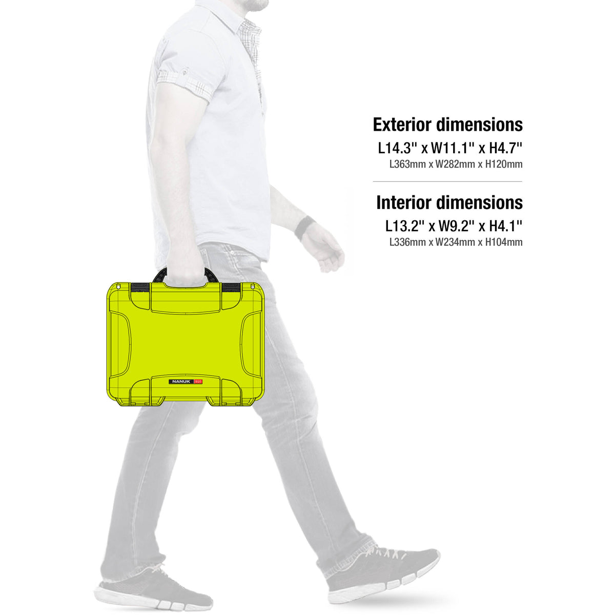 Estuche Rígido Nanuk 910 con espuma (Lime) - contenido de la caja