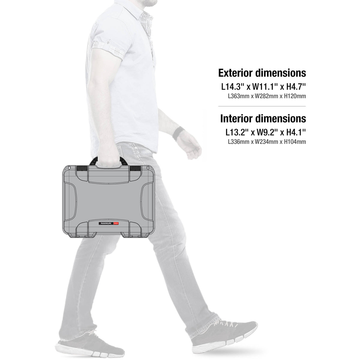 Estuche Rígido Nanuk 910 con espuma (Plateado) - contenido de la caja