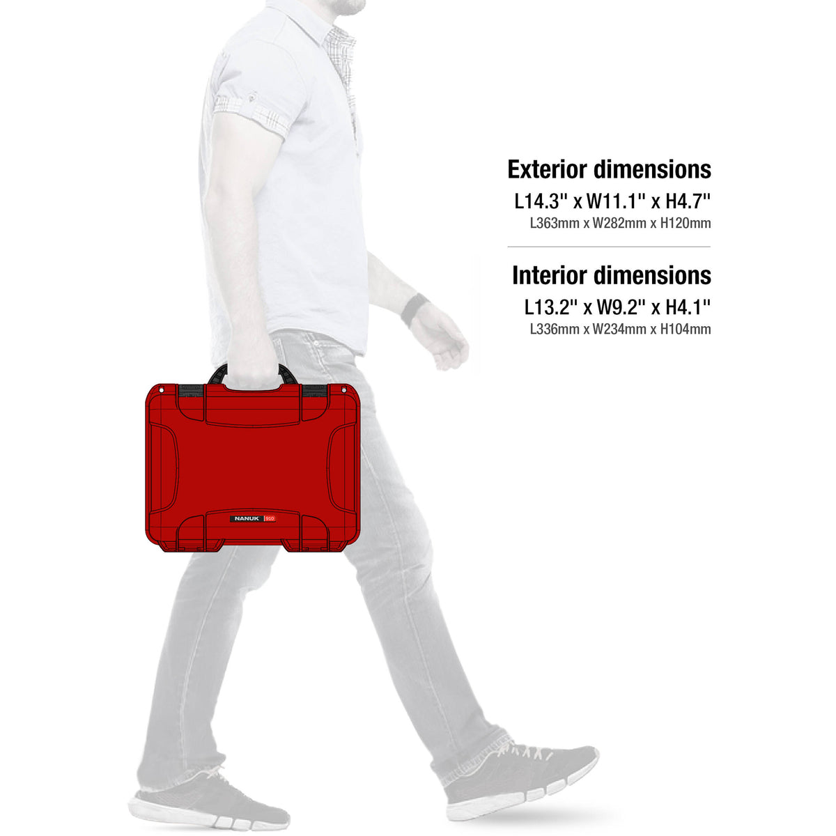 Estuche Rígido Nanuk 910 con espuma (Rojo) - contenido de la caja