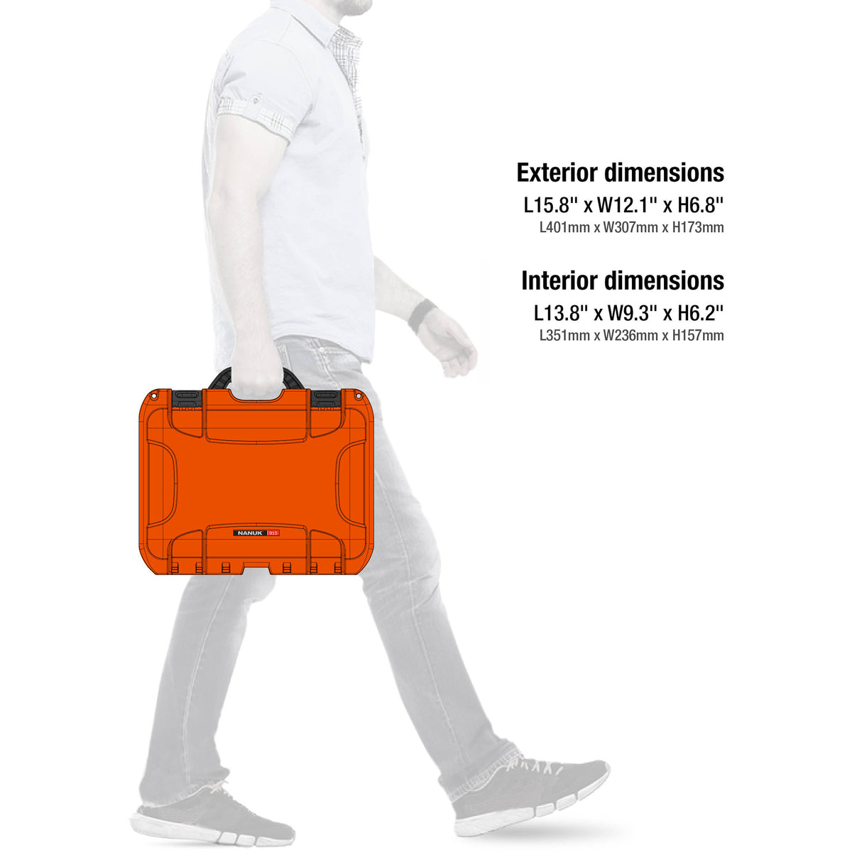 Estuche Rígido Nanuk 915 con divisores acolchados (Naranja) - contenido de la caja