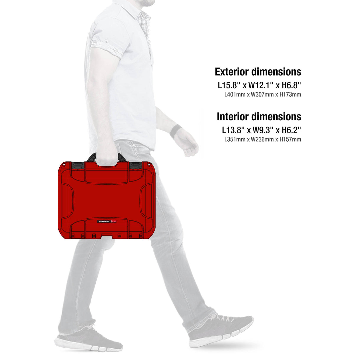 Estuche Rígido Nanuk 915 Hard utilitario con espuma (Rojo) - contenido de la caja