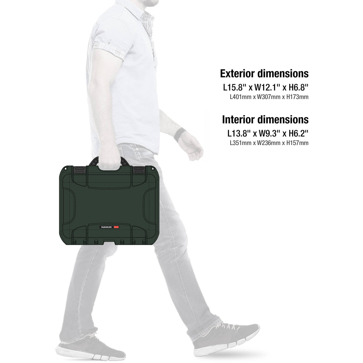 Estuche Rígido Nanuk 915 Hard utilitario con espuma (Verde oliva) - contenido de la caja