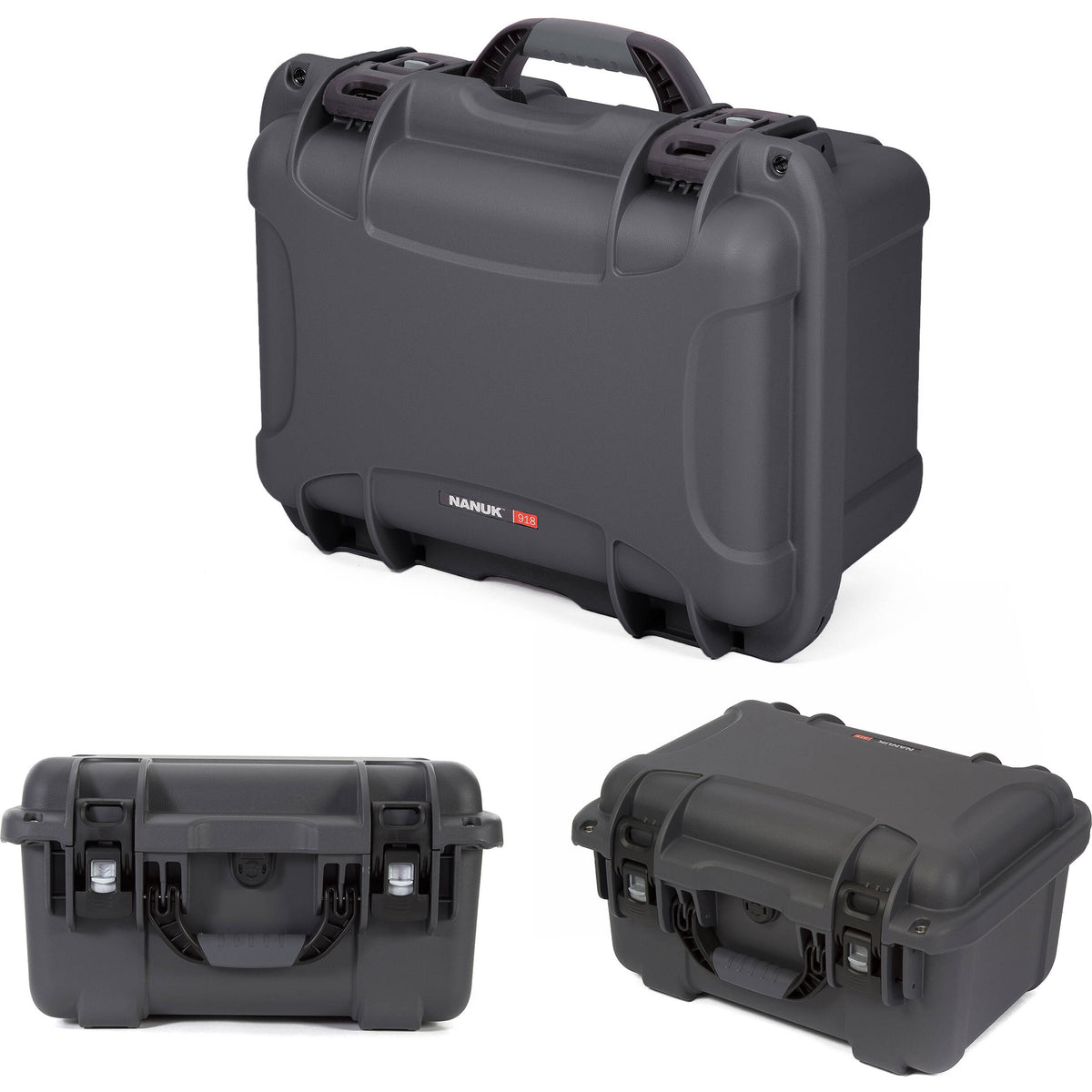 Estuche Rígido Nanuk 918 con espuma para Six Lenses (Graphite, 21L) - vista lateral