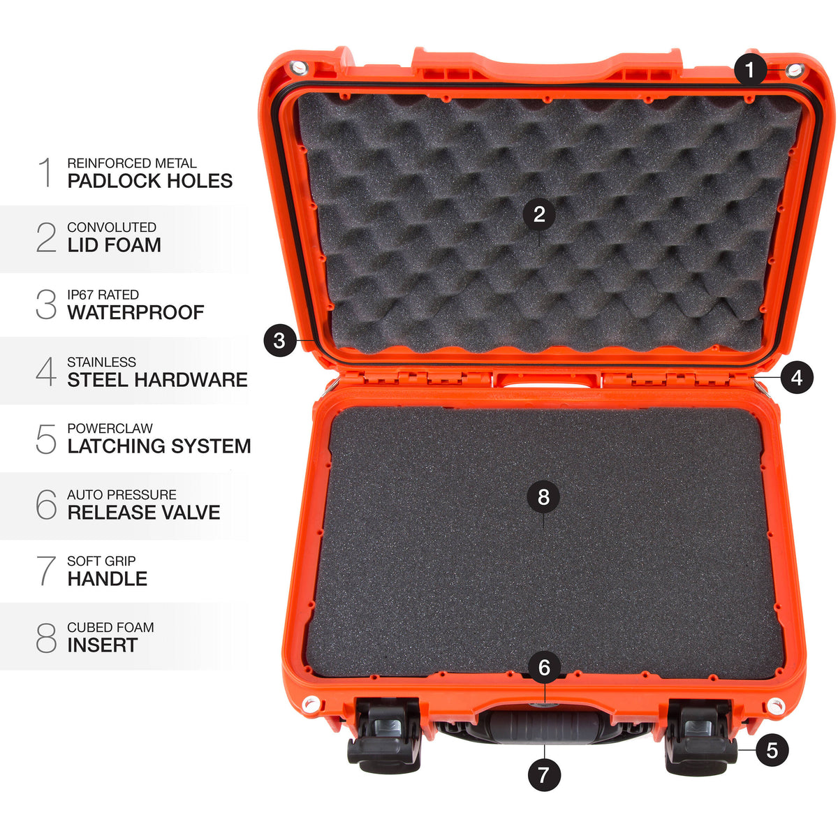 Estuche Rígido Nanuk 918 con Interior espuma (Naranja, 21L) - detalle