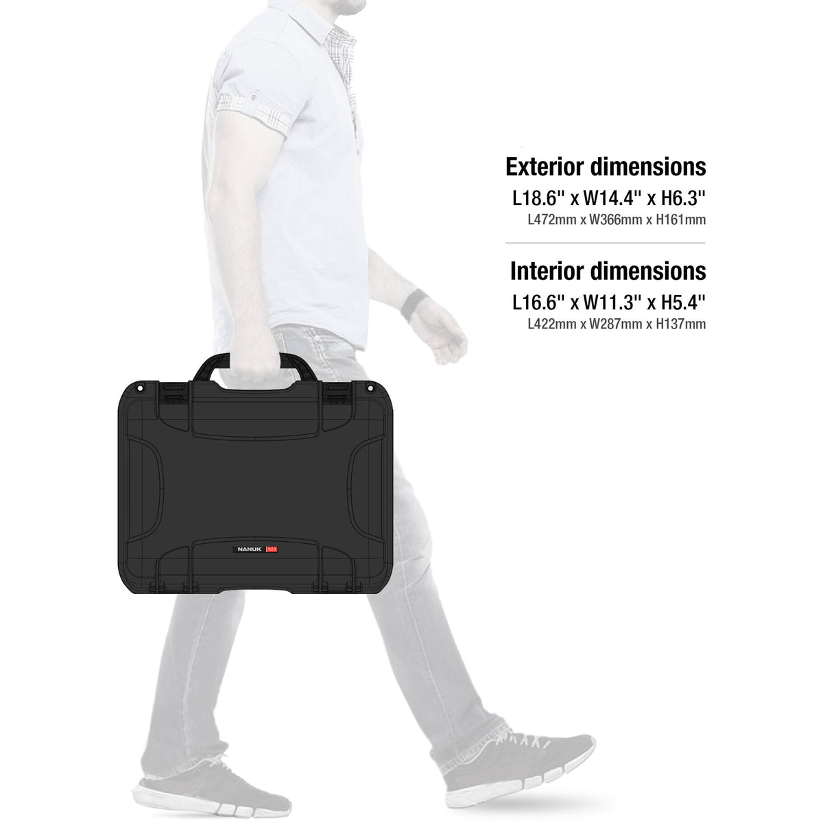 Estuche Rígido Nanuk 923 con espuma (Negro, 16.7L) - contenido de la caja