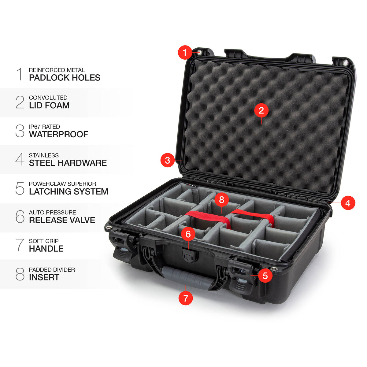 Estuche Rígido Nanuk 925 con divisores acolchados (Negro) - detalle