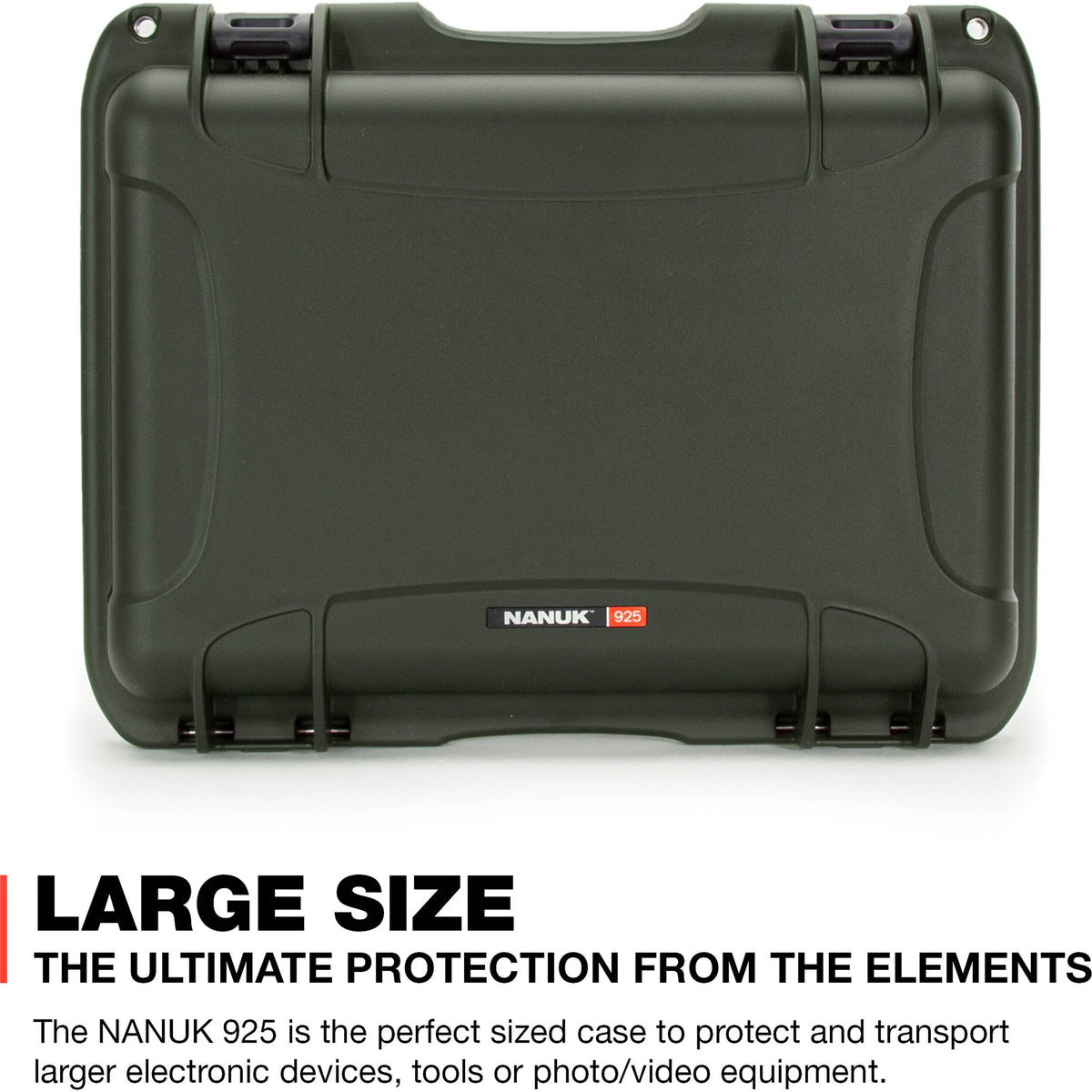 Estuche Rígido Nanuk 925 con divisores acolchados (Verde oliva) - vista frontal