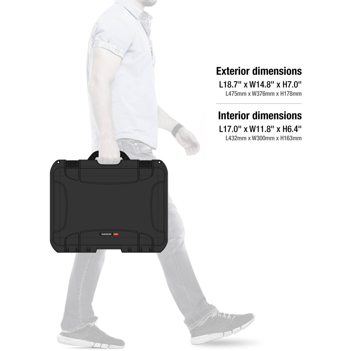 Estuche Rígido Nanuk 925 con espuma Interior (Negro, 21L) - contenido de la caja