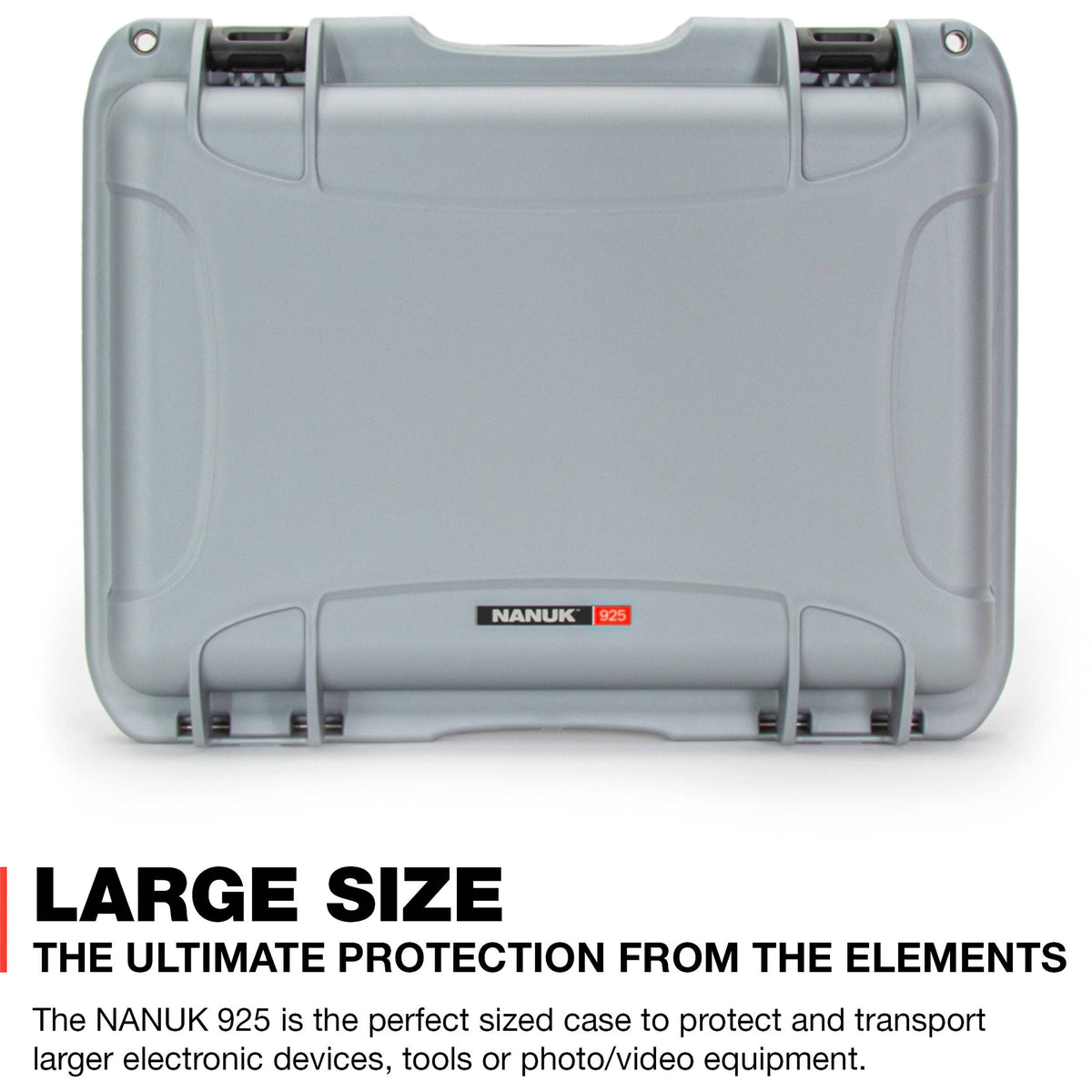 Estuche Rígido Nanuk 925 con espuma interior (Plateado, 21L) - vista frontal