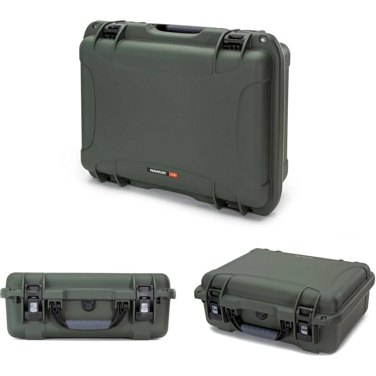 Estuche Rígido Nanuk 930 con acolchado divisores (Verde Oliva, 26.5L) - vista trasera