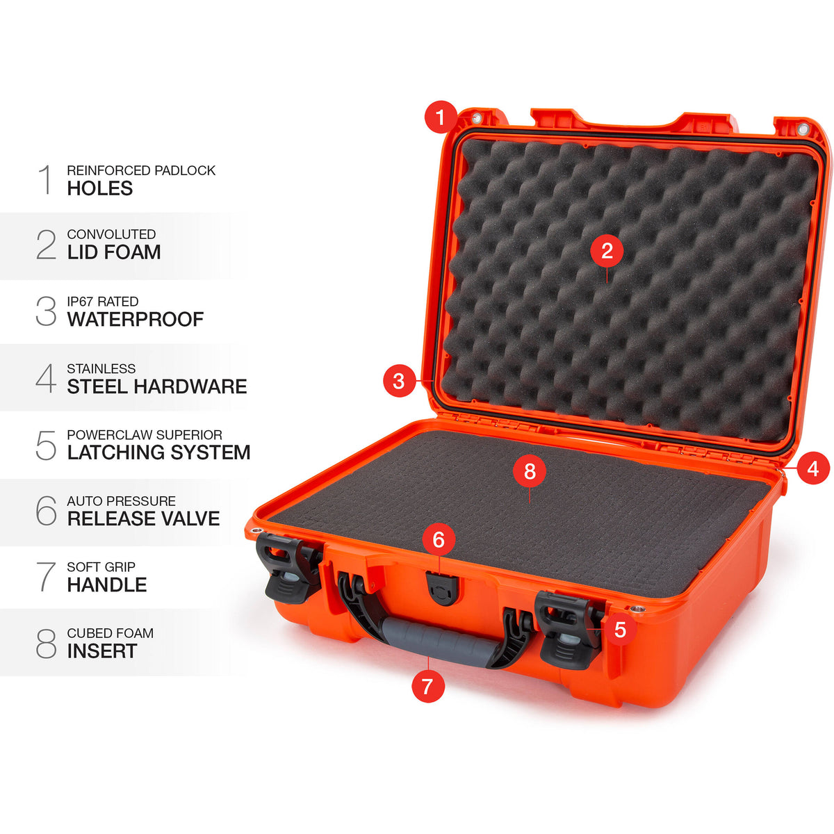 Estuche Rígido Nanuk 930 con espuma (Naranja) - detalle