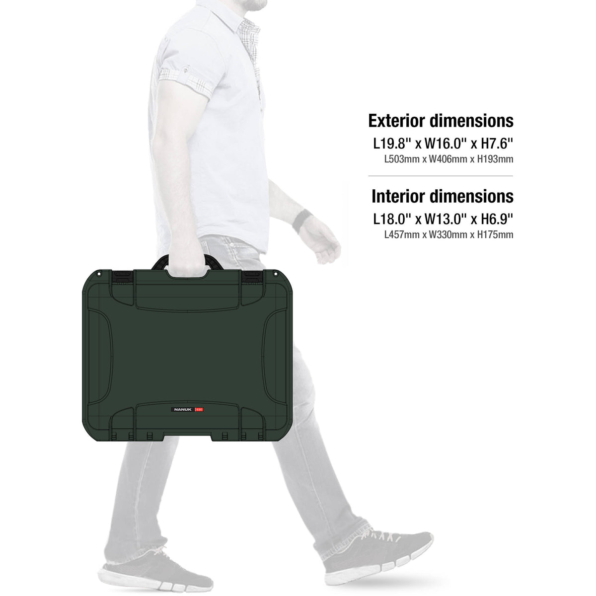 Estuche Rígido Nanuk 930 con Pro Photo Kit (Verde oliva) - contenido de la caja