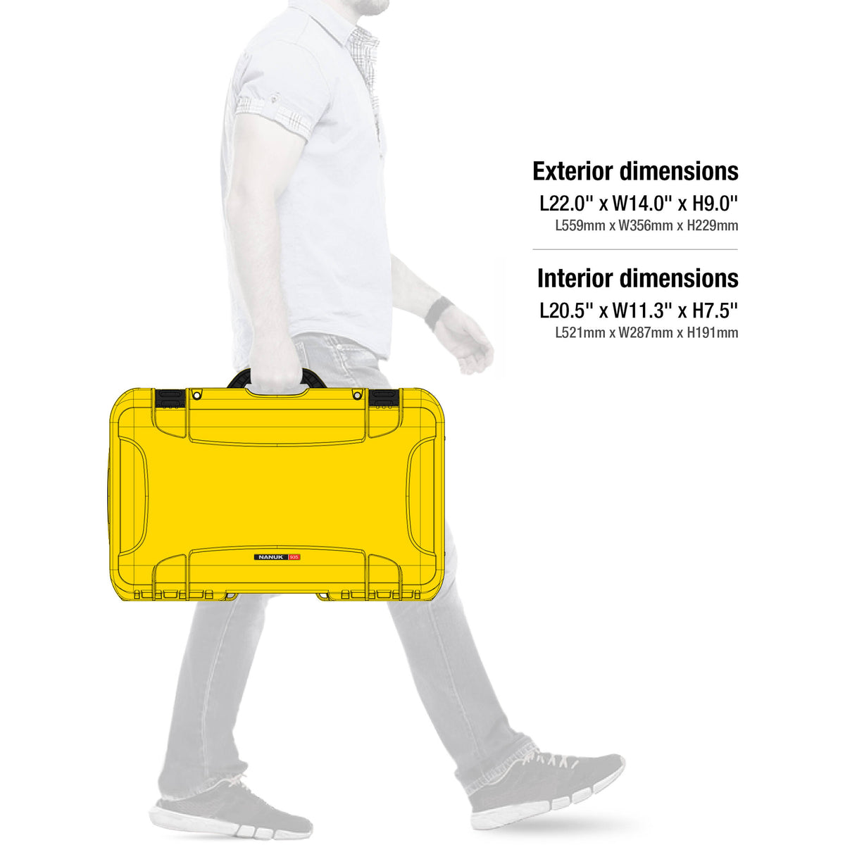 Estuche Rígido Nanuk 935 con ruedas (Amarillo, 28.5L) - contenido de la caja